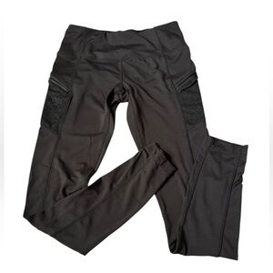 MPG Activewear High Waisted Black Leggings w/Side Pockets w/Zippers Size SMALL